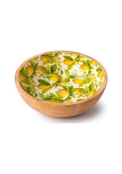 Mango Ağacı Kase 25 Cm, Limon Desenli Geniş Salata Ve Servis Kasesi, 10 Cm Yükseklik, Dekoratif Ahşap Sunum Kasesi Diğer