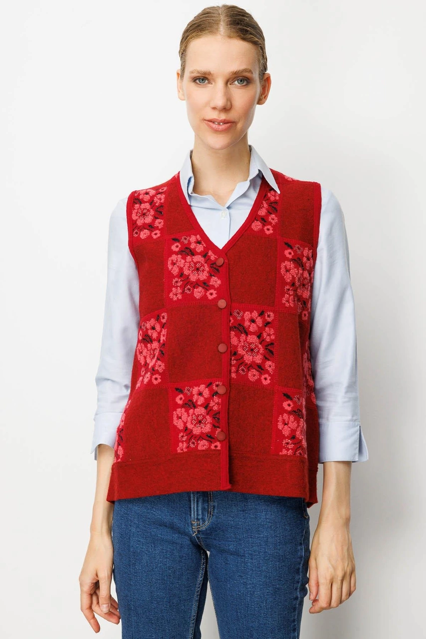 Desen Triko Kadın Pıtırcık Çiçekli Patchwork Keçe Yün Yelek Y.kırmızı Y.ş.pembe Y.kırmızı Y.ş.pembe Desen Triko Kadın Pıtırcık Çiçekli Patchwork Keçe Yün Yelek Y.kırmızı Y.ş.pembe Y.kırmızı Y.ş.pembe