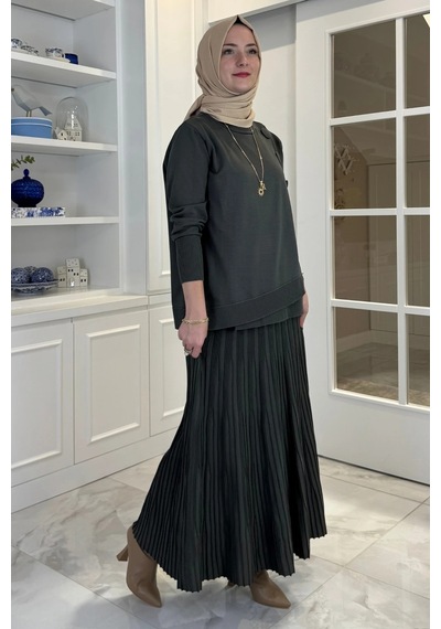 Rabia Şamlı Rana Triko Takım Haki Normal