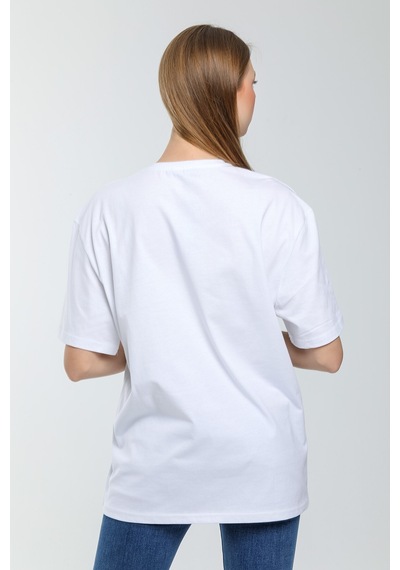 Kadın Bisiklet Yaka Regular Fit Air Baskılı Tişort Spr21yk23 001
