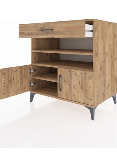 Kronos Şifonyer 3 Raflı Tek Çekmeceli 2 Kapaklı 88x59x96 Çam-çam Atlas Çam