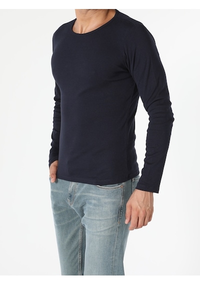Colin's Slim Fit Bisiklet Yaka Erkek Lacivert Uzun Kol Tişört CL1051052_Q1.V1_NAV