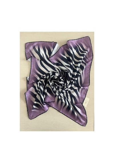 Lady Coco Zebra Desenli Dijital Baskı Rayon Eşarp Lila