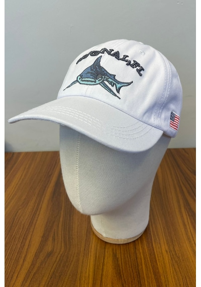 Shark Nakışlı Vintage Eskitme Pamuklu Beyzbol Cap Şapka Beyaz
