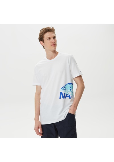 Nautica Nautıca Erkek Beyaz Baskılı Standart Fıt Kısa Kollu T-Shırt Baskılı V35522T Beyaz
