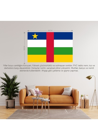 Orta Afrika Cumhuriyeti Ülke Bayrağı 45x30cm Duvar Tablosu Çerçevesiz Pvc Tablo Diğer