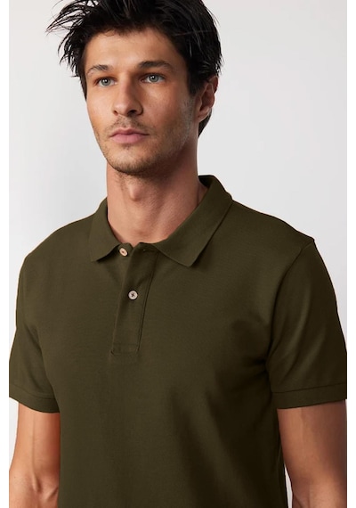 Tudors Erkek Regular Fit Klasik Kesim %100 Pamuk Düz Pike Haki Polo Yaka Tişört-33016 Haki