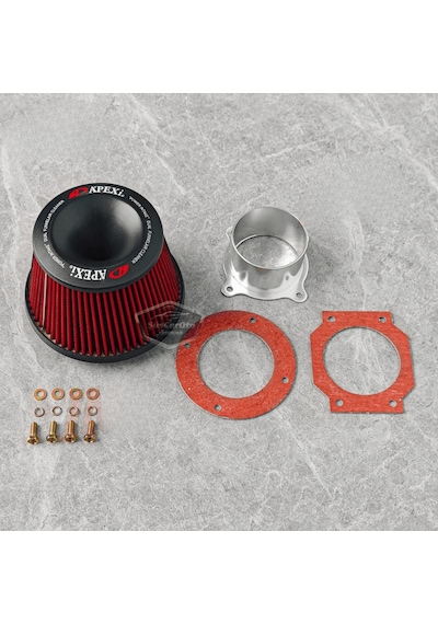 Apexi Universal Performans Ve Ses Arttırıcı Aparatlı Açık Hava Filtresi Seti +6 Hp Dual Funnel Kırmızı 76 Mm