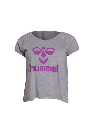 Hummel Callia Baskılı Bisiklet Yaka Kadın Tişört - Gri Gri - Mor