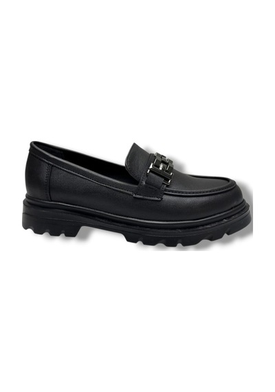 Fancy 801-26 Deri Loafer Tokalı Anatomik Kadın Ayakkabı Siyah