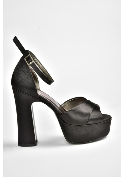 Fox Shoes Siyah/siyah Kumaş Platform Kalın Topuklu Ayakkabı M348202504 Siyah - Siyah