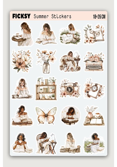 Boho Tarzı İlkbahar Yaz Sticker Seti - 50 Adet Etiket Çıkartma Diğer