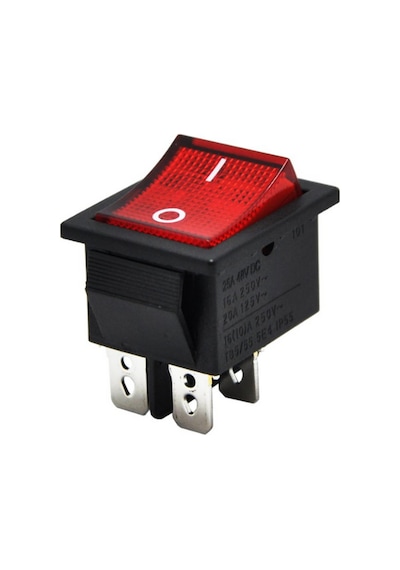 Kare Geniş Işıklı On-off Anahtar 30a Kırmızı 4 Pinli Kare Geniş Işıklı Switch 5 Adet