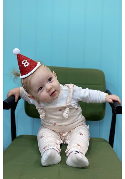 Kırmızı Altı Ay Kınası Yarım Yaş 1/2 Çocuk Mini Şapka Tüm Yaşlar