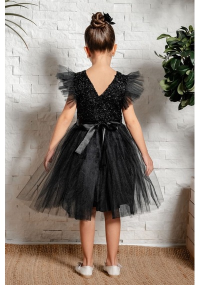 Mnk Baby & Kids Tüllü Kız Çocuk Kpl Elbise Mnk0526 Siyah