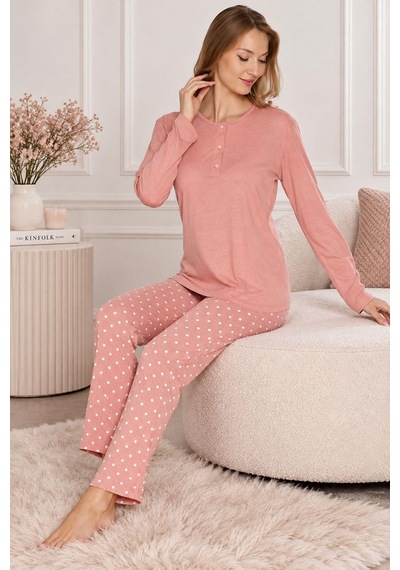 Gd Goldoremi Kadın Mevsimlik Rahat Kalıp Uzun Kollu Pijama Takım SOMON