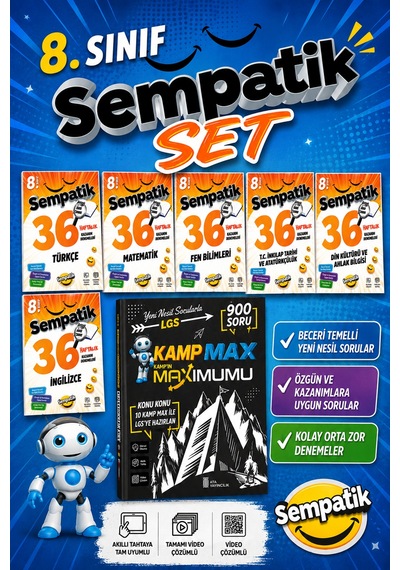 8.sınıf Sempatik 36 Haftalık Kazanım Denemeleri Seti + Lgs 900 Soruluk Kamp Maximumu