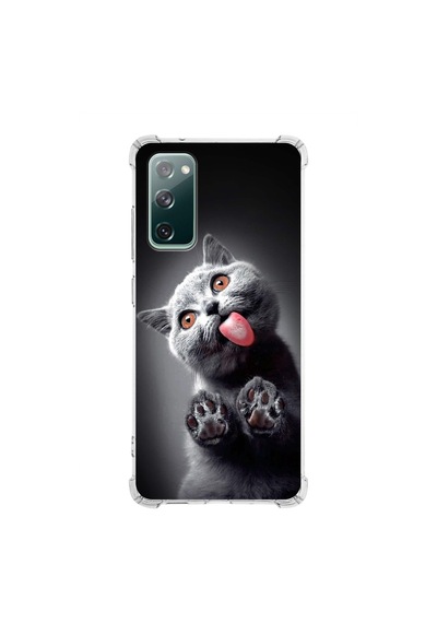 Samsung Galaxy S20 Fe Uyumlu Kedi 2 Baskılı Şeffaf Köşe Korumalı Antişok Kılıf