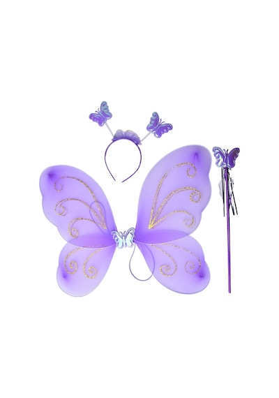 Lila Renk Kanadı Tacı Ve Sopası 50x37 Cm