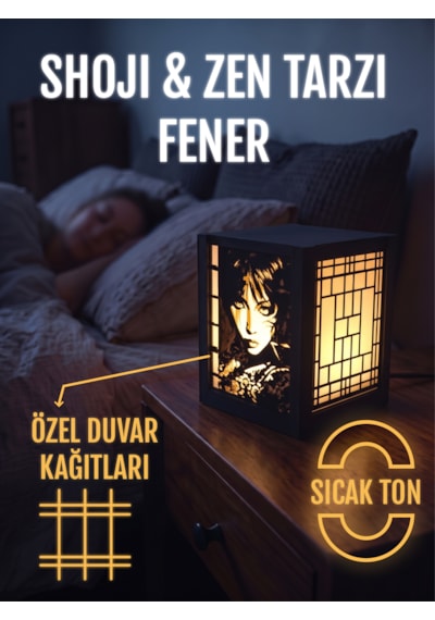 Serie Lumina Shoji Masa Ve Gece Lambası - Modern Portre Klasik Zen Kafes Japon Feneri Sıcak Led Ambiyans Işığı Siyah