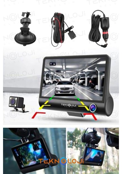 Tr Lcd Ekranlı 170 Geniş Açı 1080p İçi Kamera Gece Görüşlü 3 Kameralı G-sensör İle Uyumlu Yol Kayıt