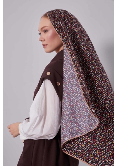 Levidor Mini Yazı Detayi Twill İpek Eşarp-0926 Siyah