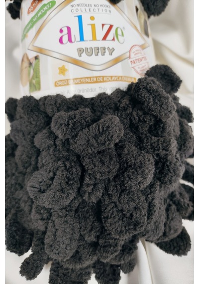 Puffy Siyah El Örgü İpi 100gr. 9mt. 5'li Paket - Renk: 1060