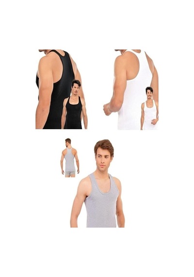 Erkek Beyaz Siyah Gri Rambo Sporcu Atlet 6'lı Paket 001