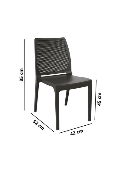 Omnipazar Sy-2509 Plastik İcon Bahçe Koltuk Sandalye 4'lü Set Kahverengi