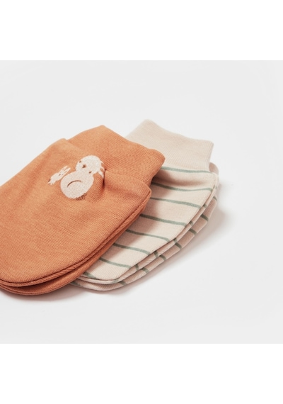 Biorganic Cool Lines Bunny 2'li Bebek Eldiveni 72219 Bej - Hardal