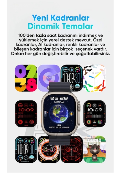 Watch 9 Ultra 2 Serisi 49mm Akıllı Saat Hk 10 Ultra Amoled Ekranlı Tecno Spark 10 Pro Uyumlu