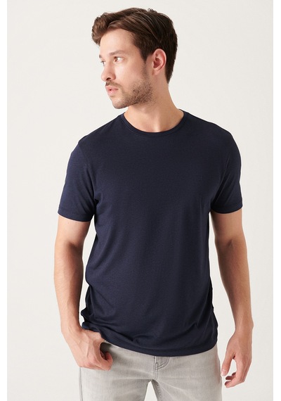 Avva Erkek Lacivertvert Ultrasoft Bisiklet Yaka Düz Standart Fit Normal Kesim Modal T-Shirt B001171 Lacivert Avva Erkek Lacivertvert Ultrasoft Bisiklet Yaka Düz Standart Fit Normal Kesim Modal T-Shirt B001171 Lacivert