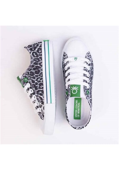 United Colors Of Benetton BENETTON KADIN ABRAS SİYAH-BEYAZ SNEAKER BN-30179 Beyaz - Siyah