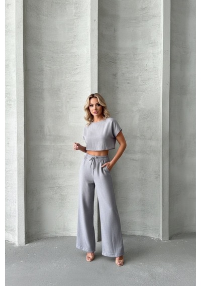 Kadın Basic Stil İkili Takım Gri