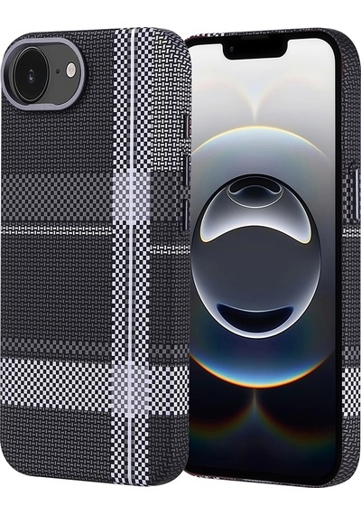Apple Uyumlu iPhone 16e Kılıf M-safe Şarj Özellikli Karbon Fiber Görünümlü Zore Nekst Kapak Gri-siyah