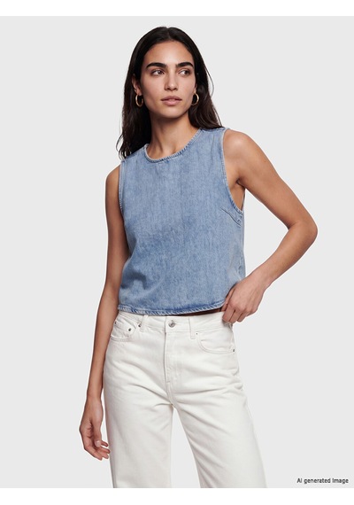 Lcw Vision İndigo Bisiklet Yaka Jean Bluz