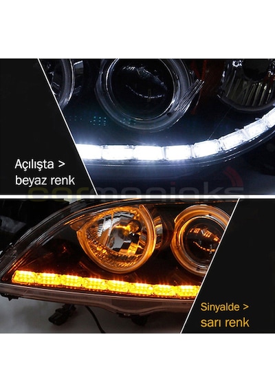 Far İçi Far Üstü Su Geçirmez Kayar Led Sinyalli 16 Led Yapışkanlı