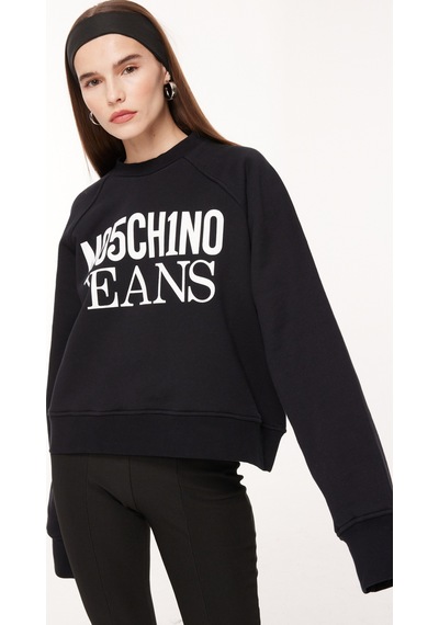 Moschino Jeans Bisiklet Yaka Düz Siyah Kadın Sweatshırt J1714