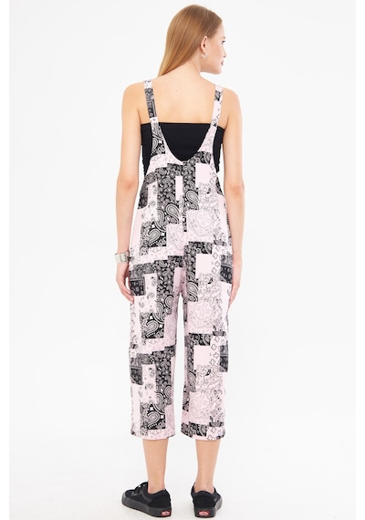 Armonika Kadın Toz Pembe Desenli Bahçivan Tulum Arm-24y001106