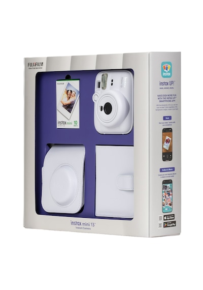 Instax Mini 13 Beyaz Fotoğraf Makinesi 10'lu Film Kare Albüm Ve Deri Kılıf Bundle Box
