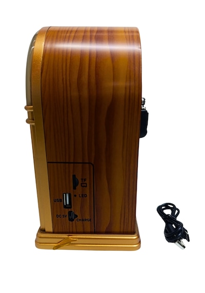 Gold Silver Gs-1380 Rgb Led Işıklı Nostaljik Ahşap Radyo Şarjlı Bluetooth Hoparlör Tws Usb Tf