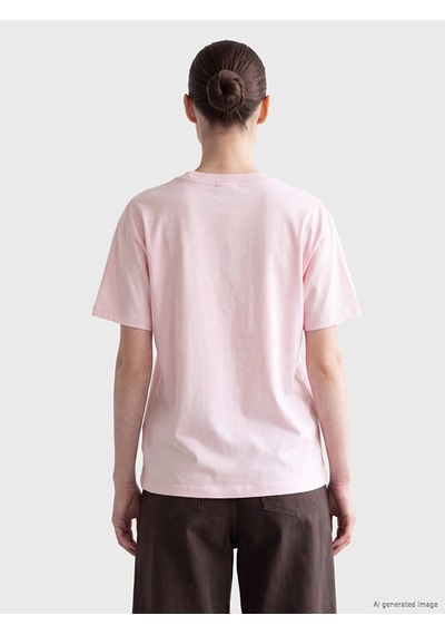 Lcw Comfort Pembe Baskılı %100 Pamuklu Kadın Tişört