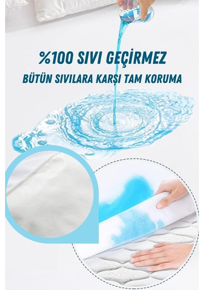 Elyaf Sepeti Fitted Tek Kişilik Su Sıvı Geçirmez Yatak Koruyucu Alez Çarşaf 90 x 190 +1 Adet Yastık Alezi 50 x 70