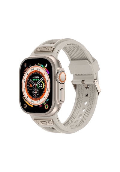 Watch Ultra 49mm Redclick Krd-117 Hava Alabilen Delikli Metal Desenli Silikon Kordon