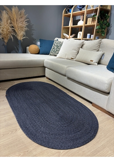Mavaux Galileo Oval Jüt Yuvarlak Hasır Görünümlü Klasik Halı Kilim Bambulaci