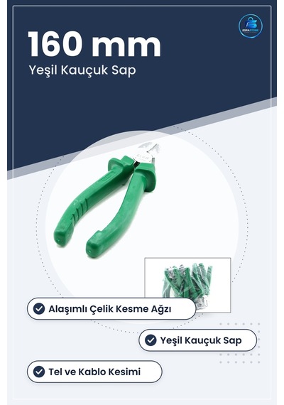 Yan Keski 160 Mm Saplı Yeşil Alaşımlı Çelik Kesme Ağzı Kaymaz Kau