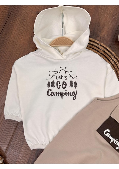 Bebicix Let's Go Sweatshirt Salopet Erkek 2'li Takım Krem