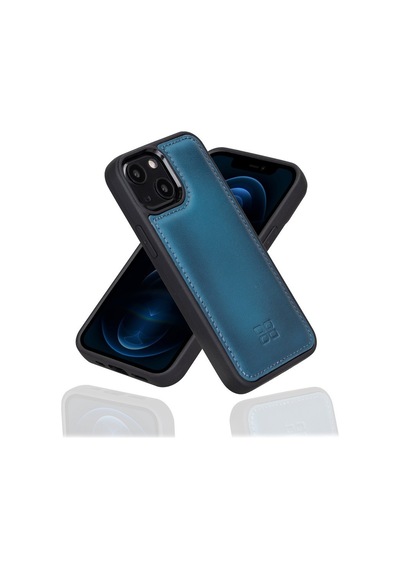 Bouletta Apple İphone 13 Mini Uyumlu Deri Arka Kapak Brn4ef Mavi