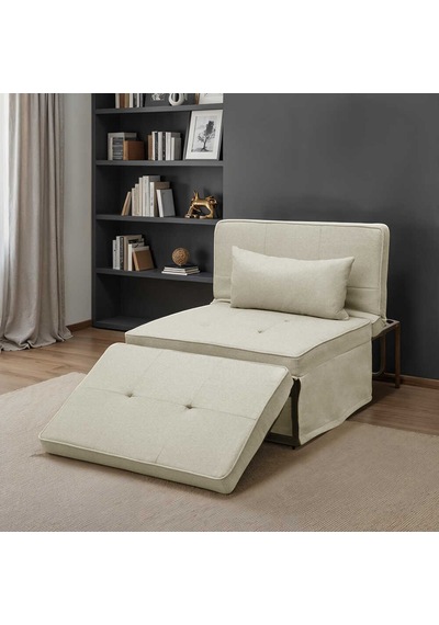 Cube Katlanır Yataklı Puf - Vizon 96x189x42.5 / 96x168x92.5 Cm Bej