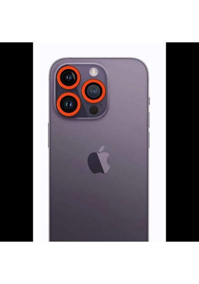 İphone 12 Pro Max Neon Fosforlu Kamera Lens - Turuncu Diğer
